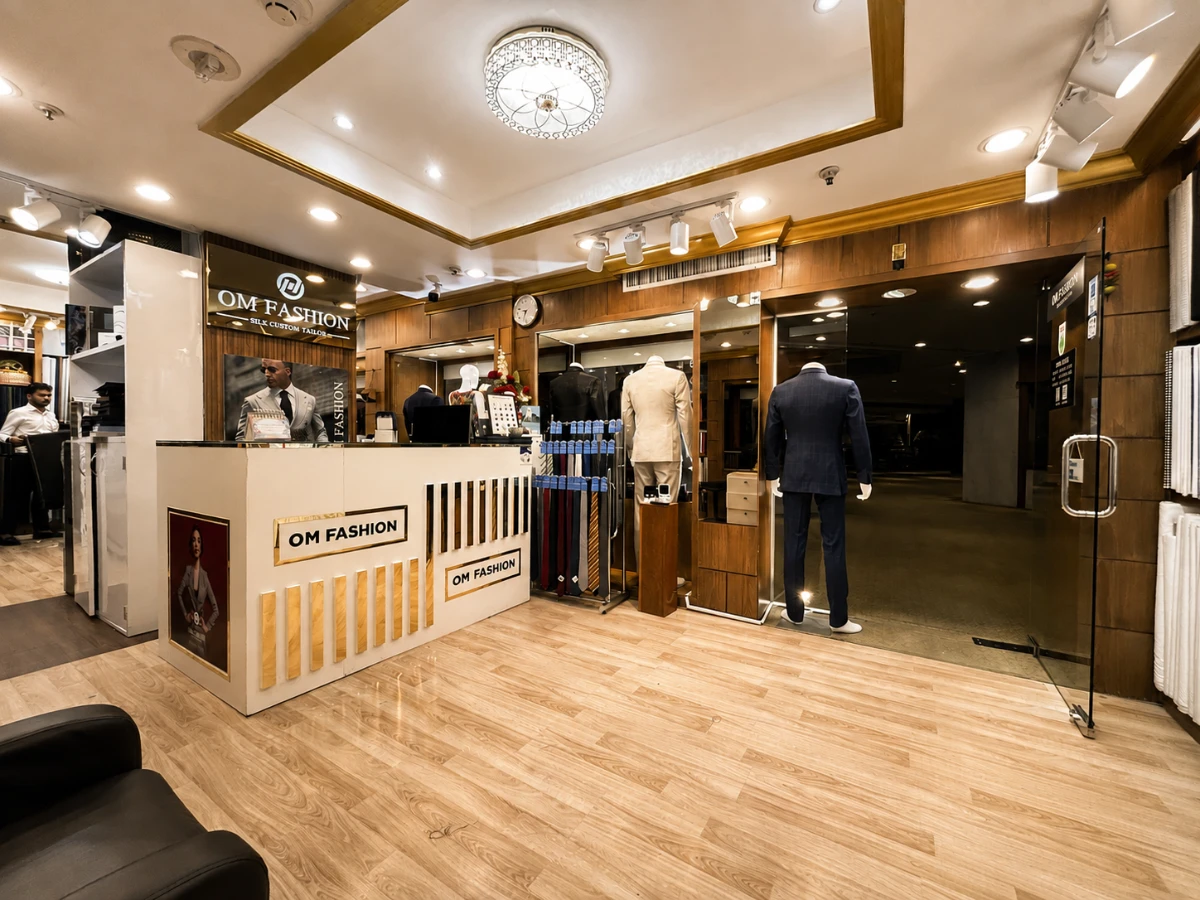 Navy bespoke suit tailored to measure at Om Fashion Bangkok