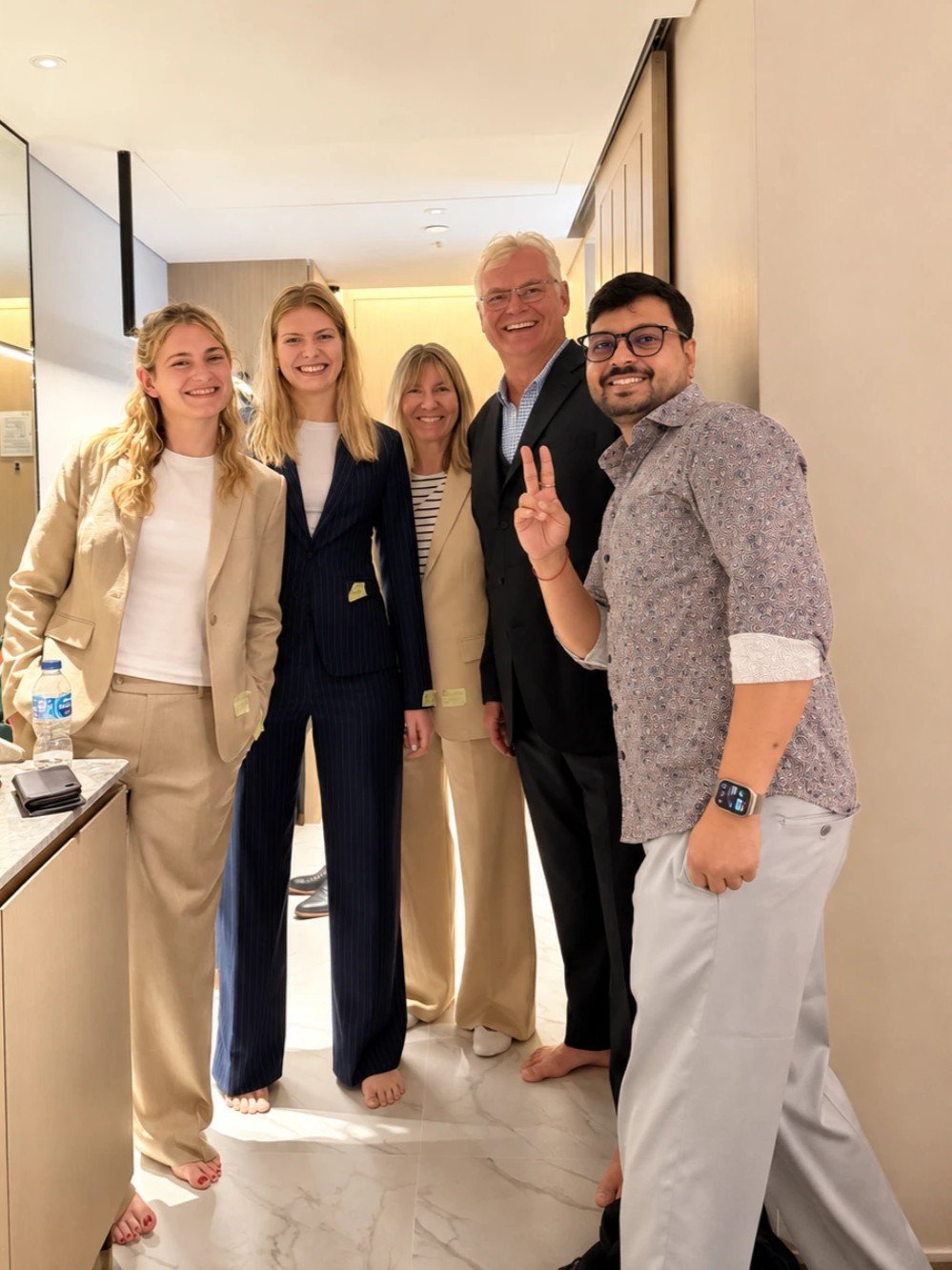 Finished bespoke suits on display in the gallery in Bangkok