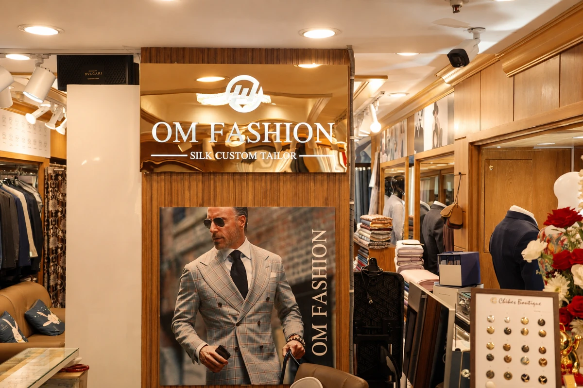 Om Fashion bespoke tailoring shop interior in Bang Rak, Bangkok