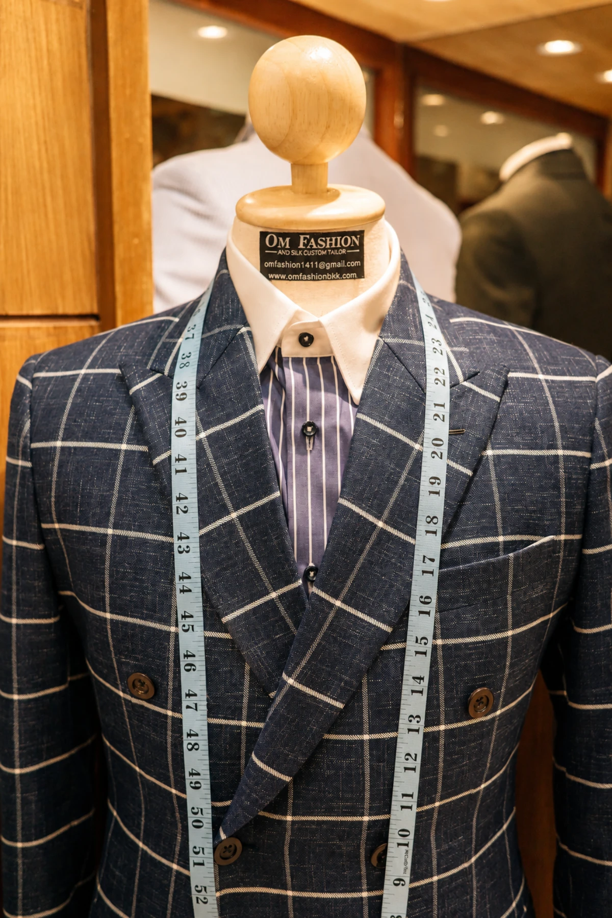 Custom tailored dress shirt finished at Om Fashion Bangkok